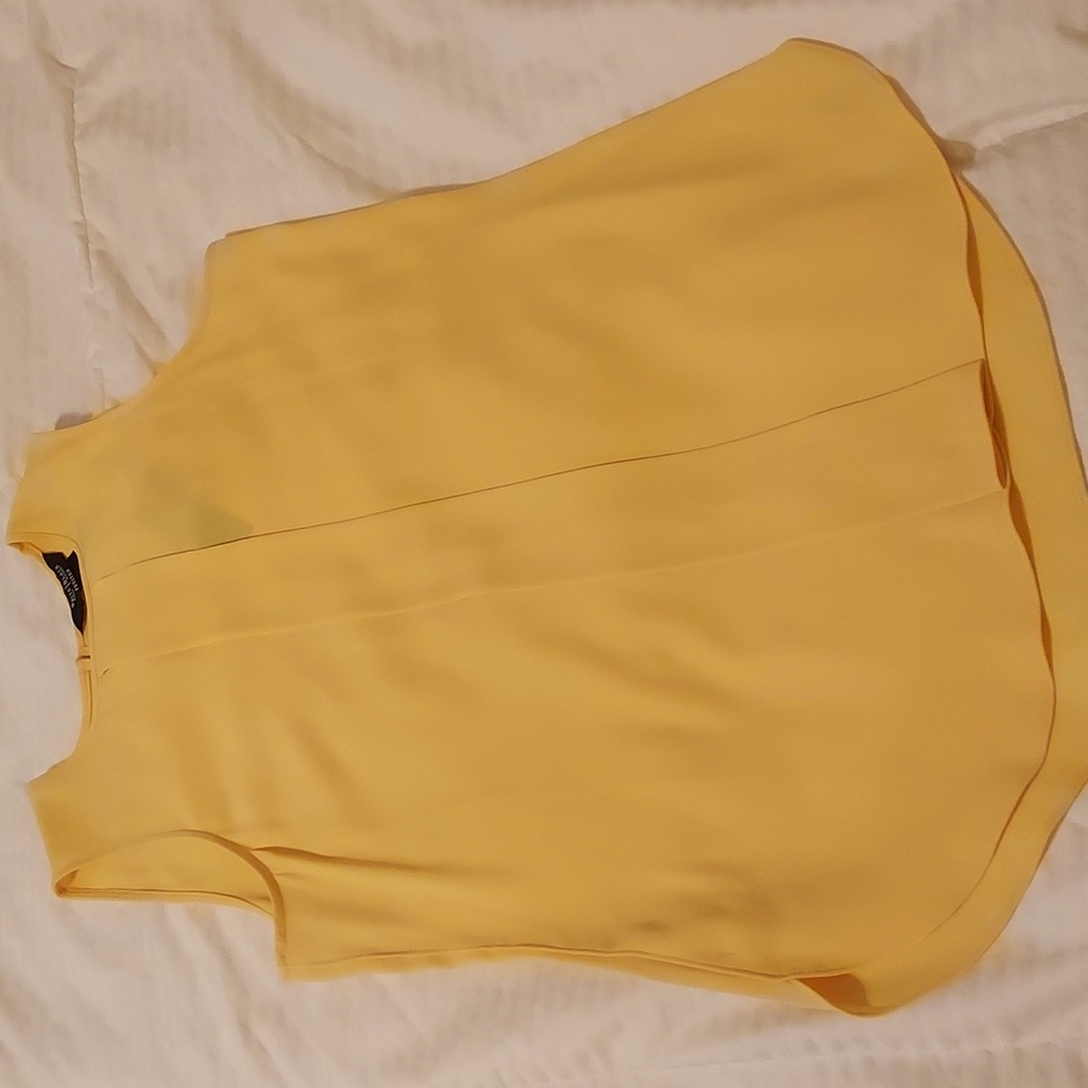 WHBM Yellow Pleated Shell